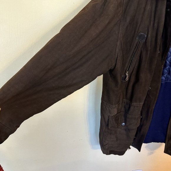 Vintage R&R Casuals Dark Brown Mens Oversized Leather Jacket XL Zip Up Pockets - Picture 5 of 15